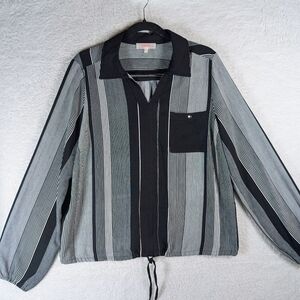 Le Grenier Striped Black and Gray Blouse